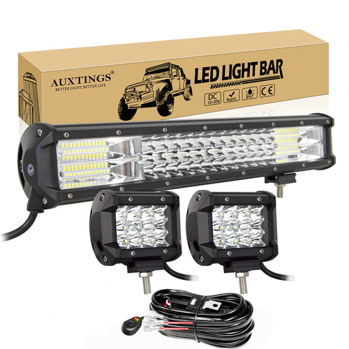 17- 44in 252W-612W Off Road LED Light Bar with 2Pcs 36W Work Light