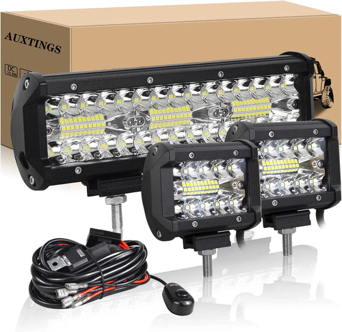 8D 9 - 23in 180W-480W Off Road LED Light Bar with 2x60W Work Light