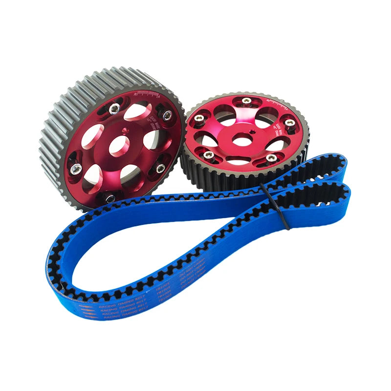 LIZHI RACING - HNBR Racing Timing Belt BLUE + Aluminum Cam Gear Red