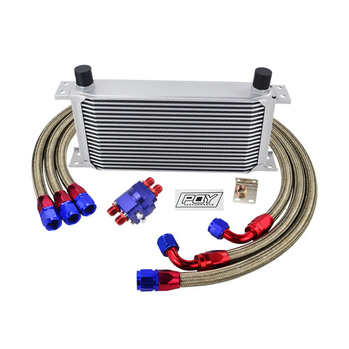 LIZHI Universal 19 Rows Oil Cooler Kit + Oil Filter Relocation Male