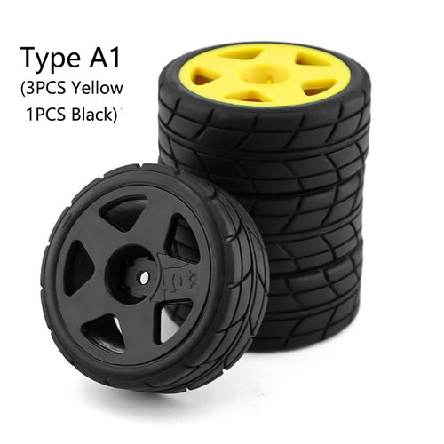 4Type RC Rally Car Plastic Wheel Rim Rubber Tires for 1/10 Model Car