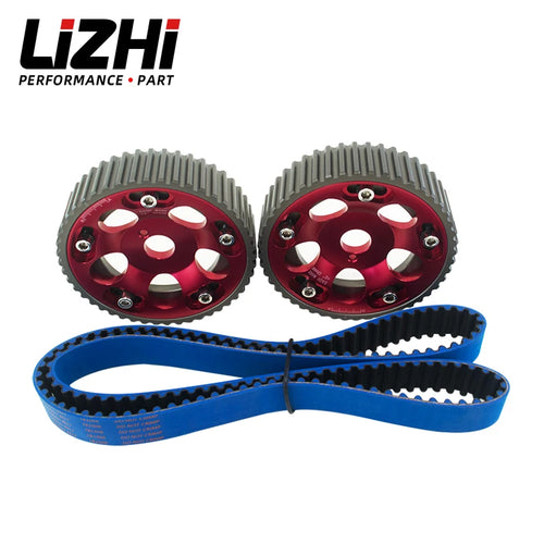 LIZHI RACING - HNBR Racing Timing Belt BLUE + Aluminum Cam Gear Red