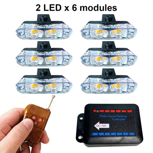 2LED Wireless Remote Car Strobe Light Police Emergency Warning Lamp