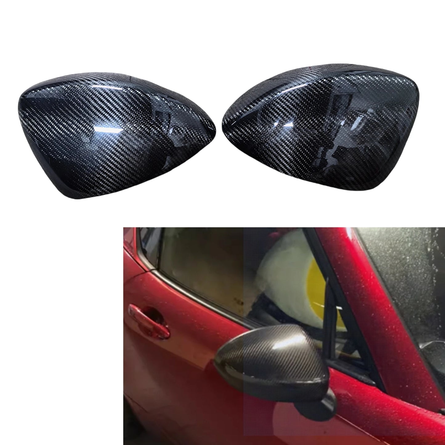 2PCS Mirror Cover Car Exterior Rear View Cap Side Case For Mazda MX-5