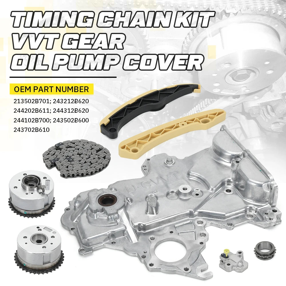 Timing Chain Kit+VVT Gear+Oil Pump Cover For Hyundai 2012-2021 & Kia