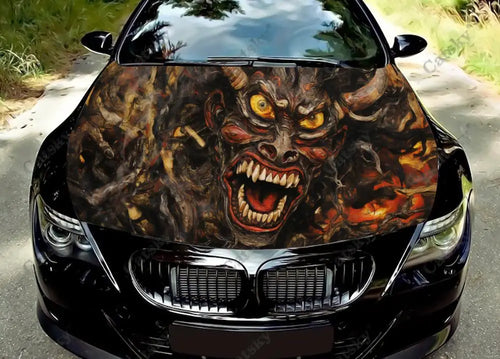 Scary Monster Design Car Hood Vinyl Stickers Wrap Vinyl Film Engine