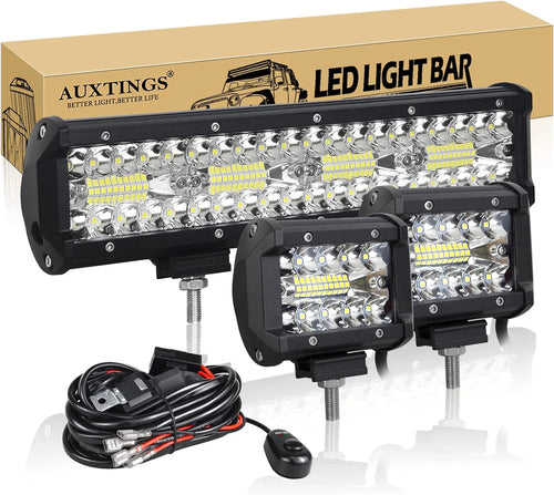 8D 9 - 23in 180W-480W Off Road LED Light Bar with 2x60W Work Light