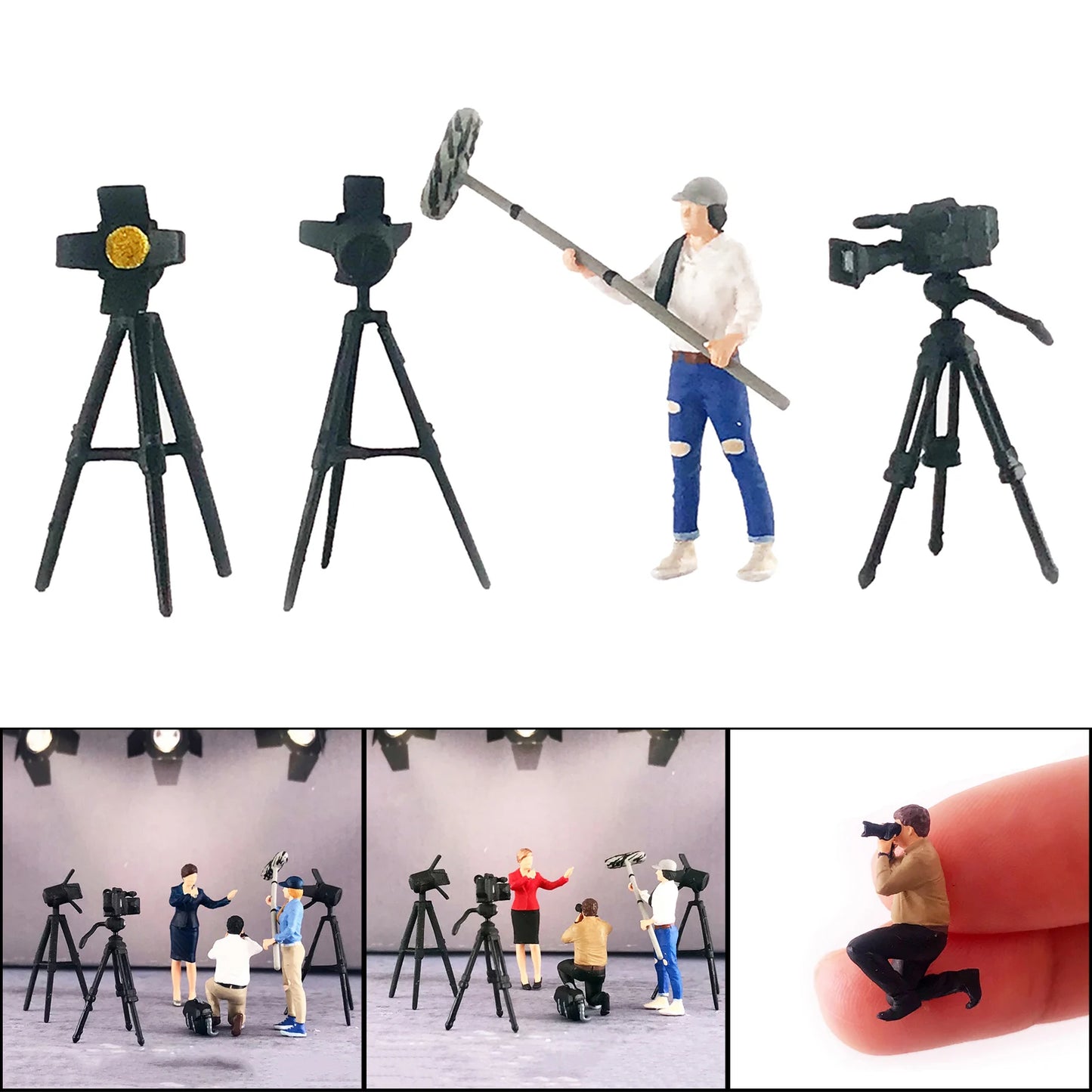 1:64 Scale Action Figure Interview Photography Scene Resin Miniature