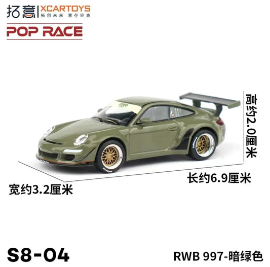 XCarToys x Pop Race 1:64 RWB 997 DARK GREEN  Diecast Model Car