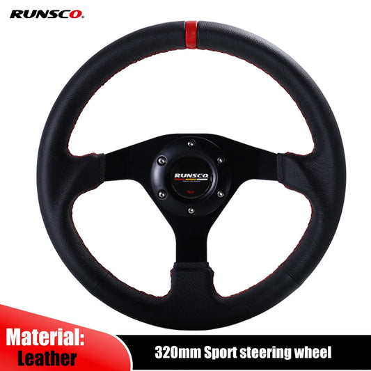 320mm Flat Steering Wheel Leather Racing Drift Pc Sim Game Steering