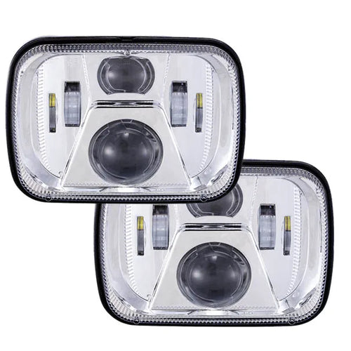 1Pair Headlamp 55W for Jeep YJ XJ Cherokee 5x7" Rectangular Led