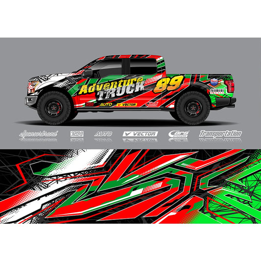 Red Green Gradient Full Body Racing RV Graphic Decals Vinyl Wrap Camo