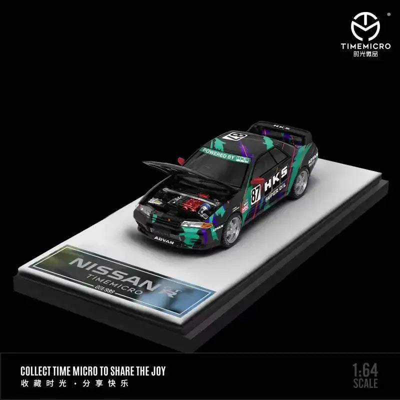 Time Micro 1:64 Gtr R32 Openable Hood HKS/ADVAN Diecast Model Car