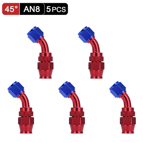 5 Pieces PTEF AN6 8 10 Straight 45 90 Degree Reusable Swivel Hose End