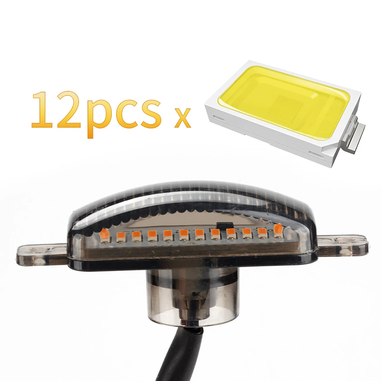 Universal Car LED Grille Light Smoked Amber White 12LED Grill Light