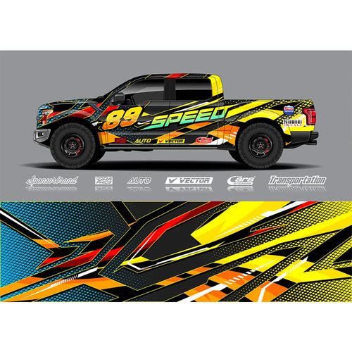 Yellow-green Gradient Full Body Racing RV Graphic Decals Vinyl Wrap