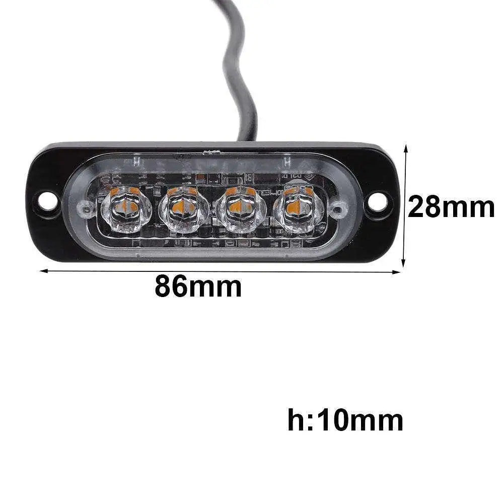 1Pcs 12V- 24V Warning Light 4 LED Universal Ultra-Thin Flash Warning