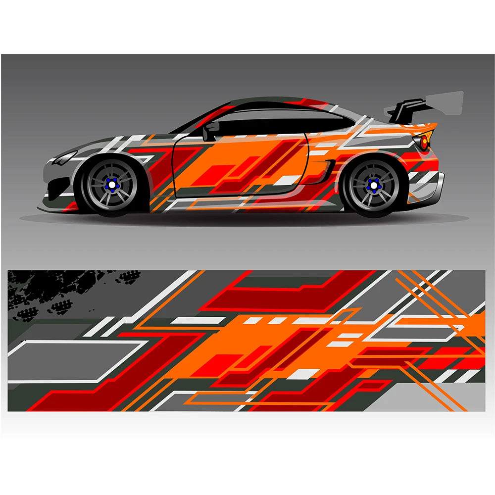 Abstract Curve Full Body Racing RV Graphic Decals Vinyl Wrap Camo