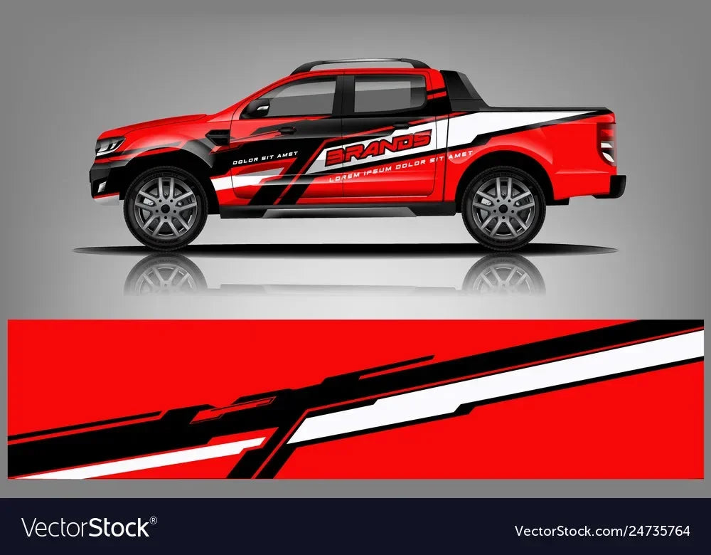 Red Pickup Sticker Car Full Wrap Sticker Car Decal Decorative Cut Body