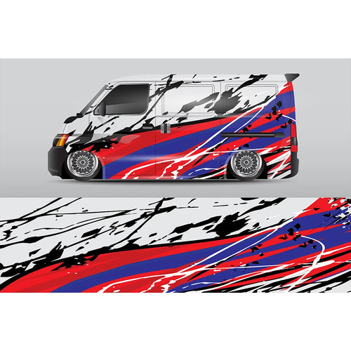 Red Gray Colorful Full Body Racing RV Graphic Decals Vinyl Wrap Custom