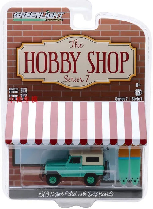 1: 64 1969 Nissan Patrol w Surf Hobby Shop 7 Nissan Jeep  Diecast