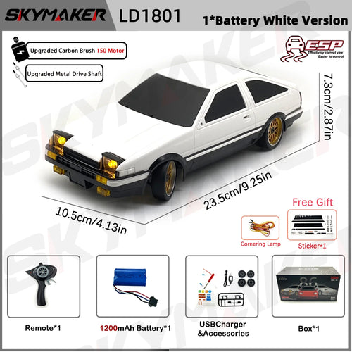 1:18 AE86 Model LD1801 RX-7 FC LD1802 RC Drift Car 1/18 2.4G Remote