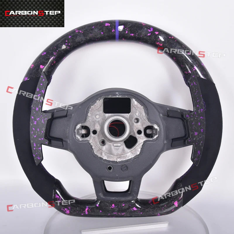 Suede Forged Carbon Fiber LED Steering Wheel For Volkswagen VW Golf