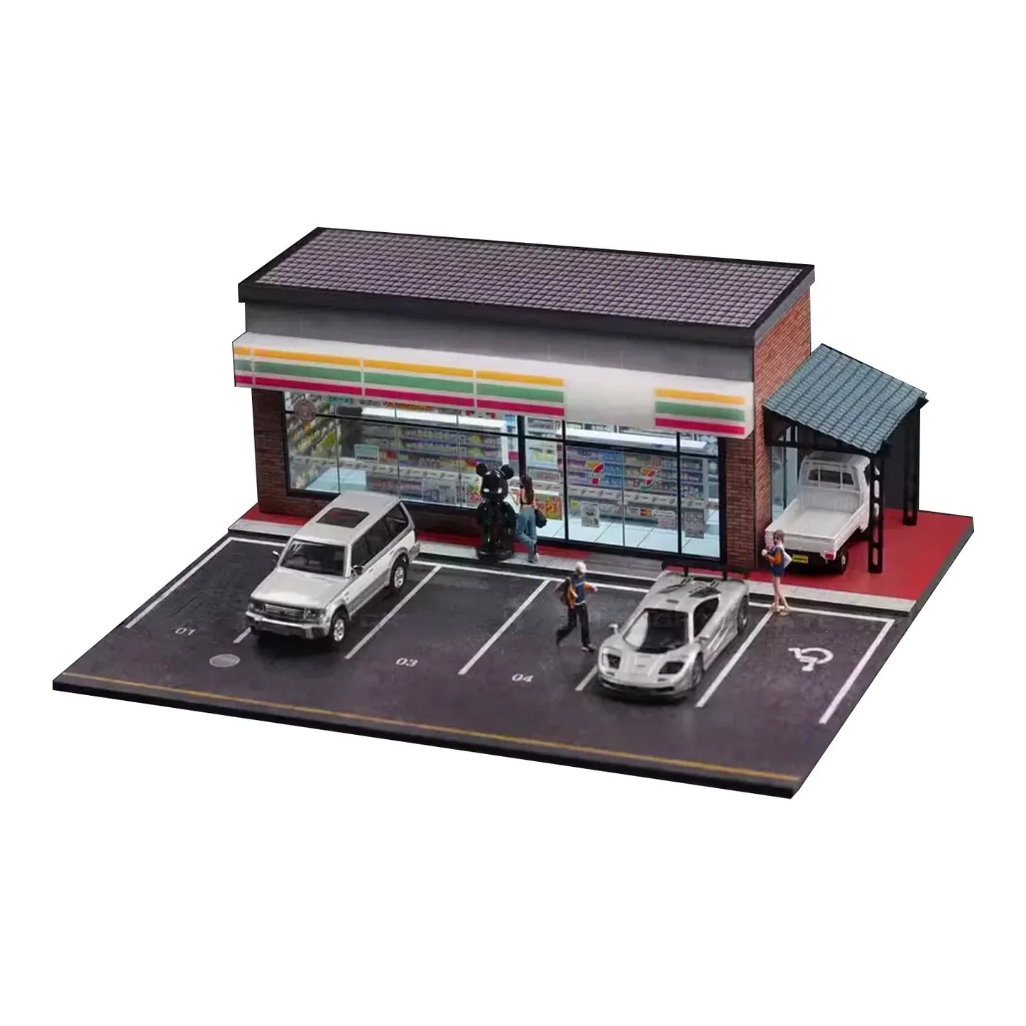 1/64 Miniatures Scale Diorama Car Garage Model City Convenience Store