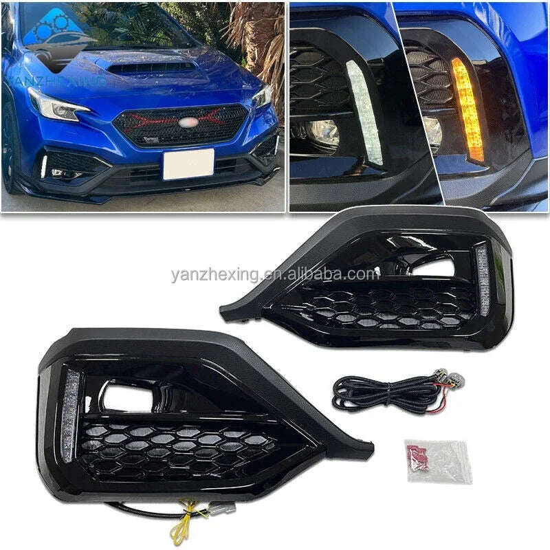 YZX Car Dynamic LED Daytime Running Light Turn Signal DRL Fog Bezel