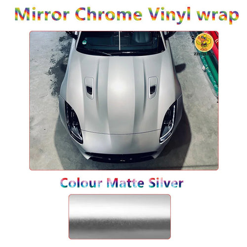 1.52X18M Stretchable Matte Silver Mirror Chrome Vinyl Wrap