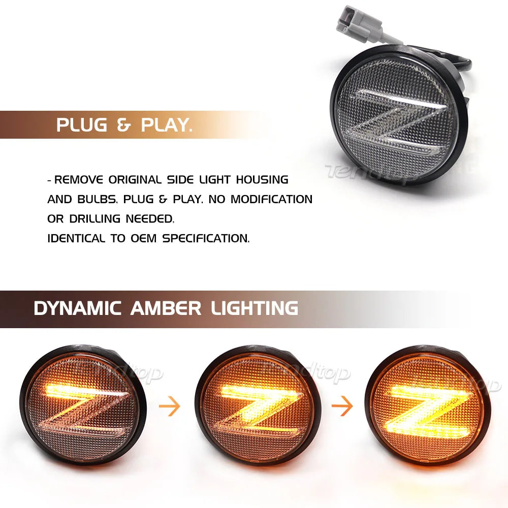 2X Turn Signal Dynamic Light LED Flashing Side Marker Lamp White