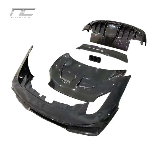 458 Vorstein Style Half Carbon Fiber Body Kit Front Rear Bumper Engine