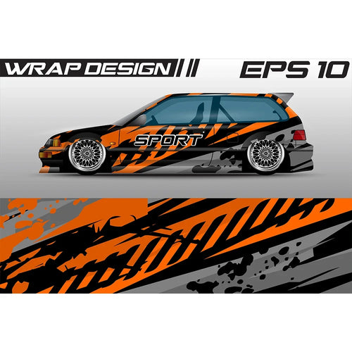 Abstract Racing Car Graphic Decal Full Body Racing Vinyl Wrap Car Full