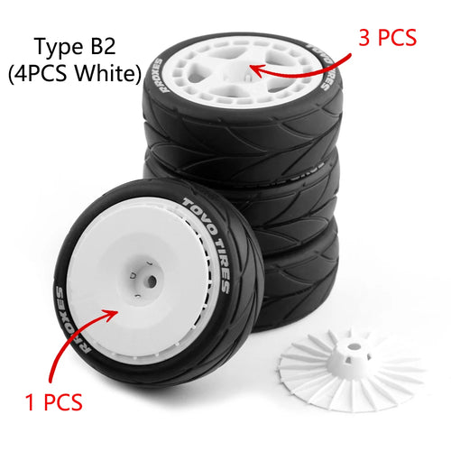 4Type RC Rally Car Plastic Wheel Rim Rubber Tires for 1/10 Model Car