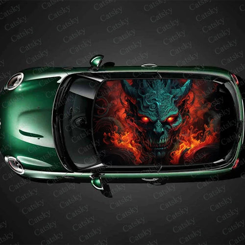 Scary Monster Design Car Roof Sticker Wrap Racing SUV Accessories