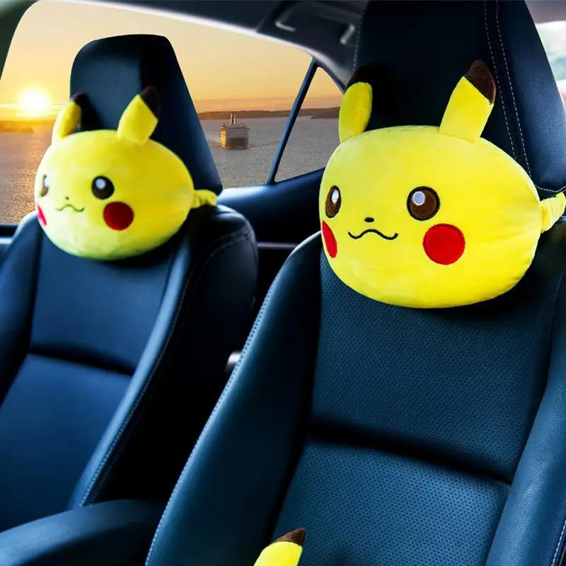 Takara Tomy Pokemon Pikachu Car Seat Headrest Kawaii Cartoon Neck