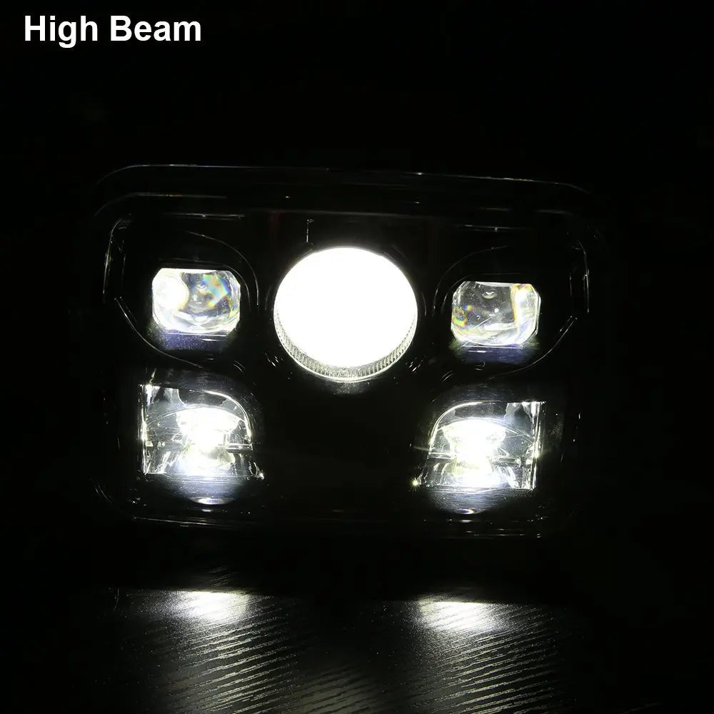 2PCS 7x6" 5x7 Inch Rectangular Sealed Beam LED Headlight With DRL For