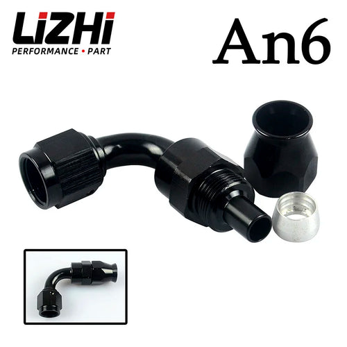 LIZHI RACING - Black High Quality PTEF AN6 AN-6 90 DEGREE REUSABLE