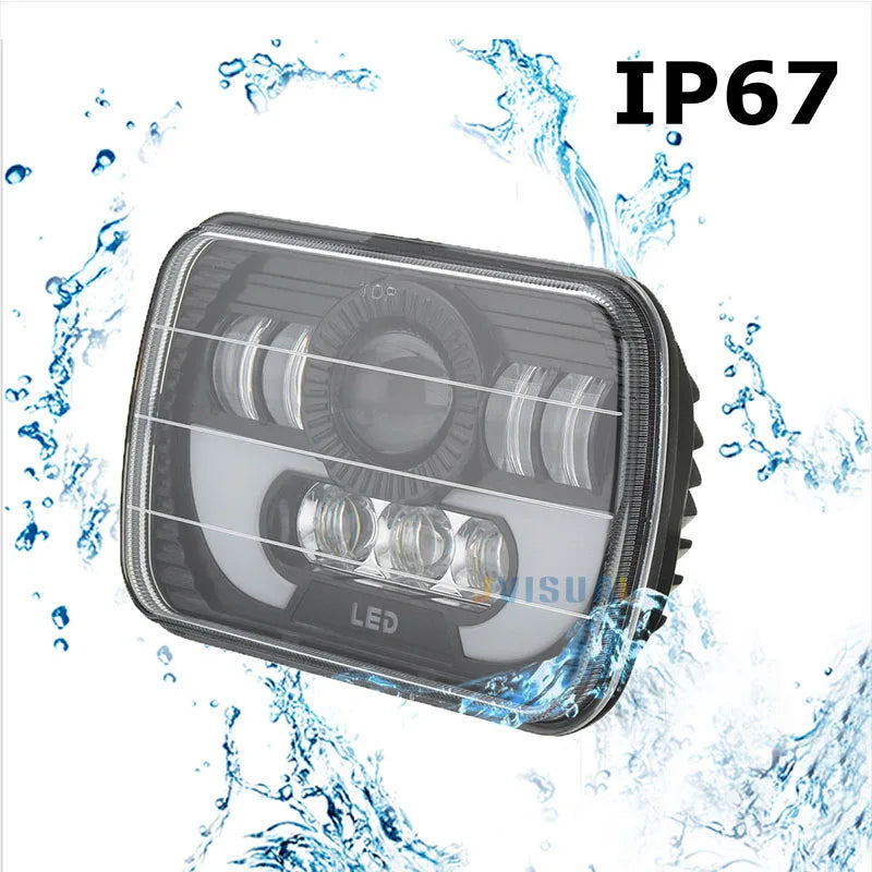 2X Auto 7x6 5x7 Inch 90W Square Truck LED Headlight Driving Lamps with