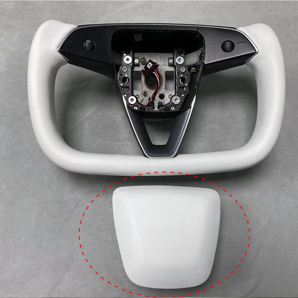 White Horn Cover Decoration for Steering Wheel Designed for Tesla