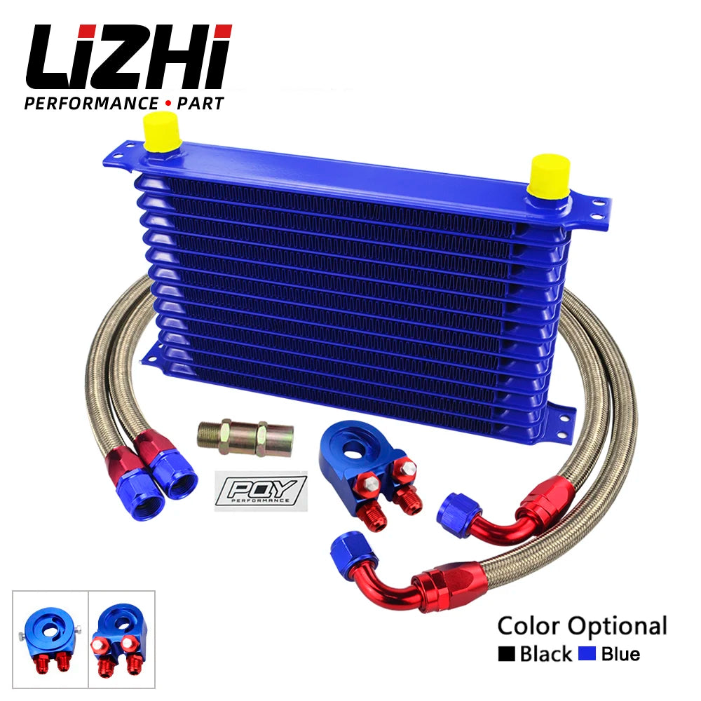 LIZHI- UNIVERSAL 13ROWS OIL COOLER KIT + OIL FILTER SANDWICH ADAPTER+