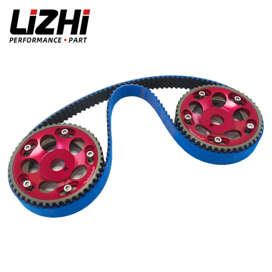 LIZHI RACING - HNBR Racing Timing Belt BLUE + Aluminum Cam Gear Red