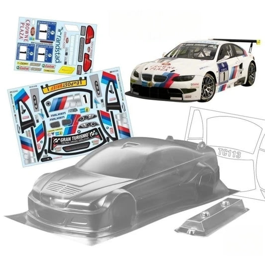 TC113 1/10 BMWW M3 Clear Lexan Body Shell W/Rear Wing for 257mm