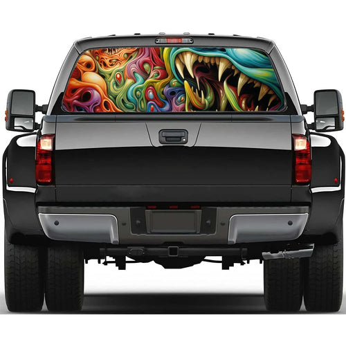 Abstract Psychedelic Monster Car Rear Window Decal Fit