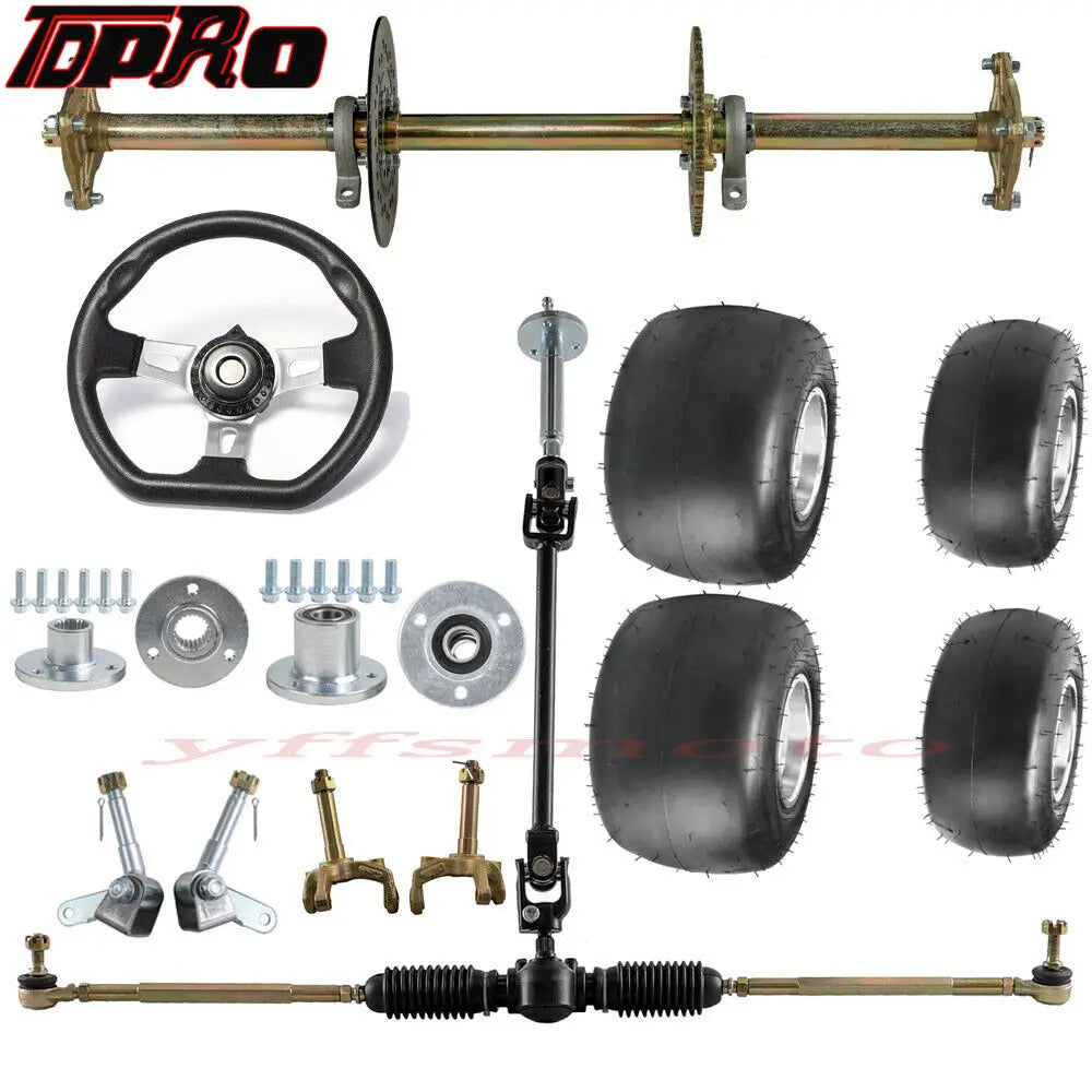 810mm kart  Rear Axle Kits / 5'' Tyre / Steering Wheel /Hub for Go