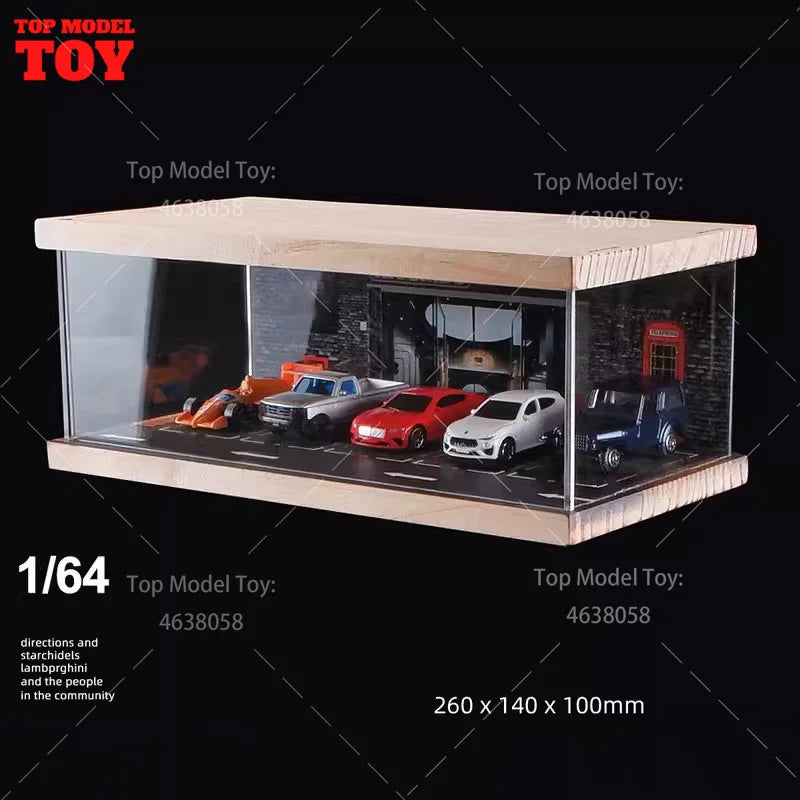 1/64 Scale Single Story Parking Lot Model Simulated Car Garage Scene