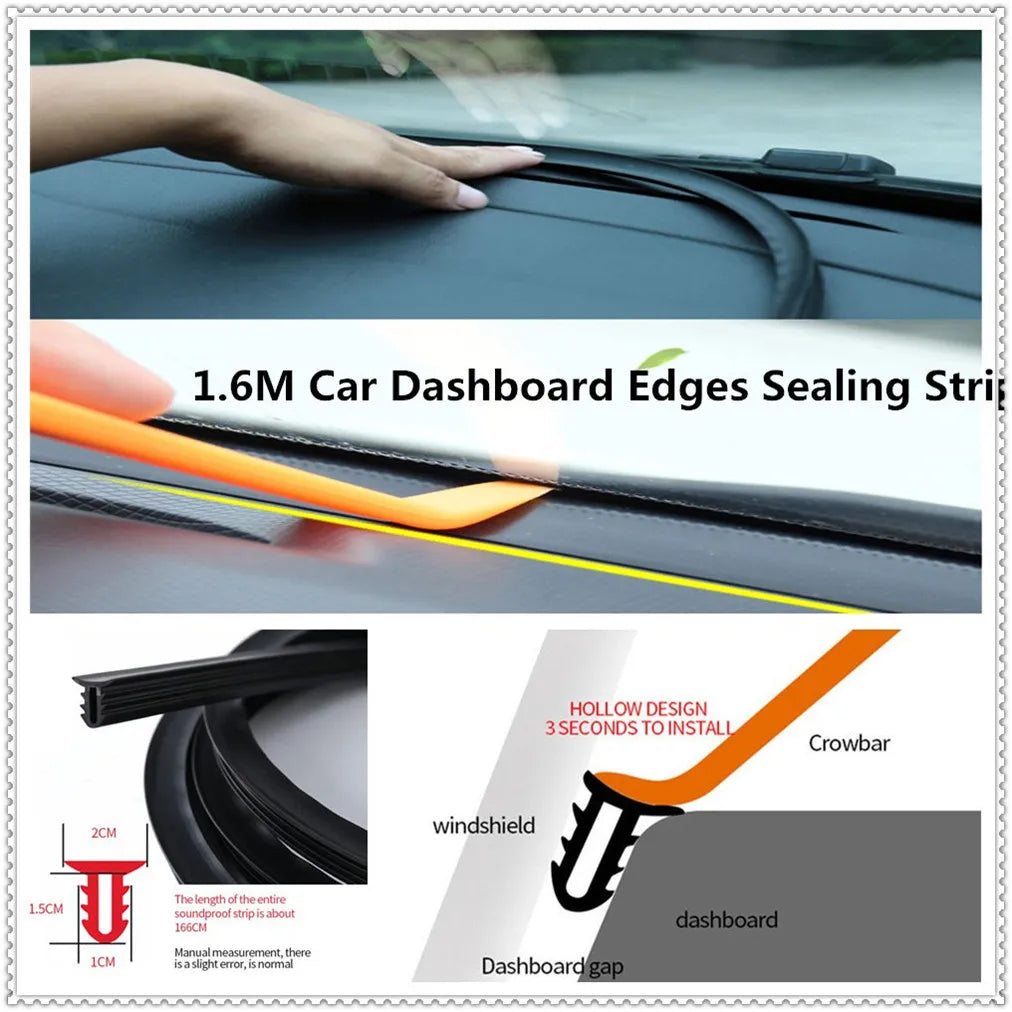 UType 1.6M Car Dashboard Strip Front Windshield Sealing Rubber Strips