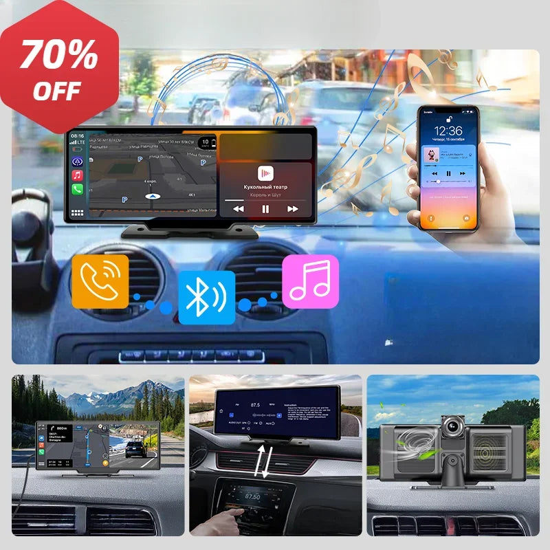 10.26" 4K Wireless Carplay & Android Auto Car Display Smart Portable