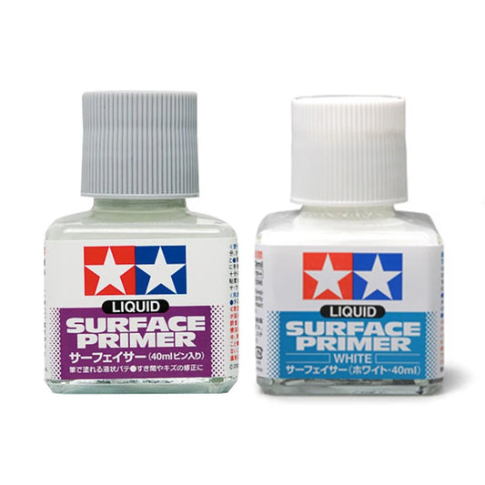 Tamiya 87075(Grey)/87096(White) Liquid Surface Primer 40ml for Plastic