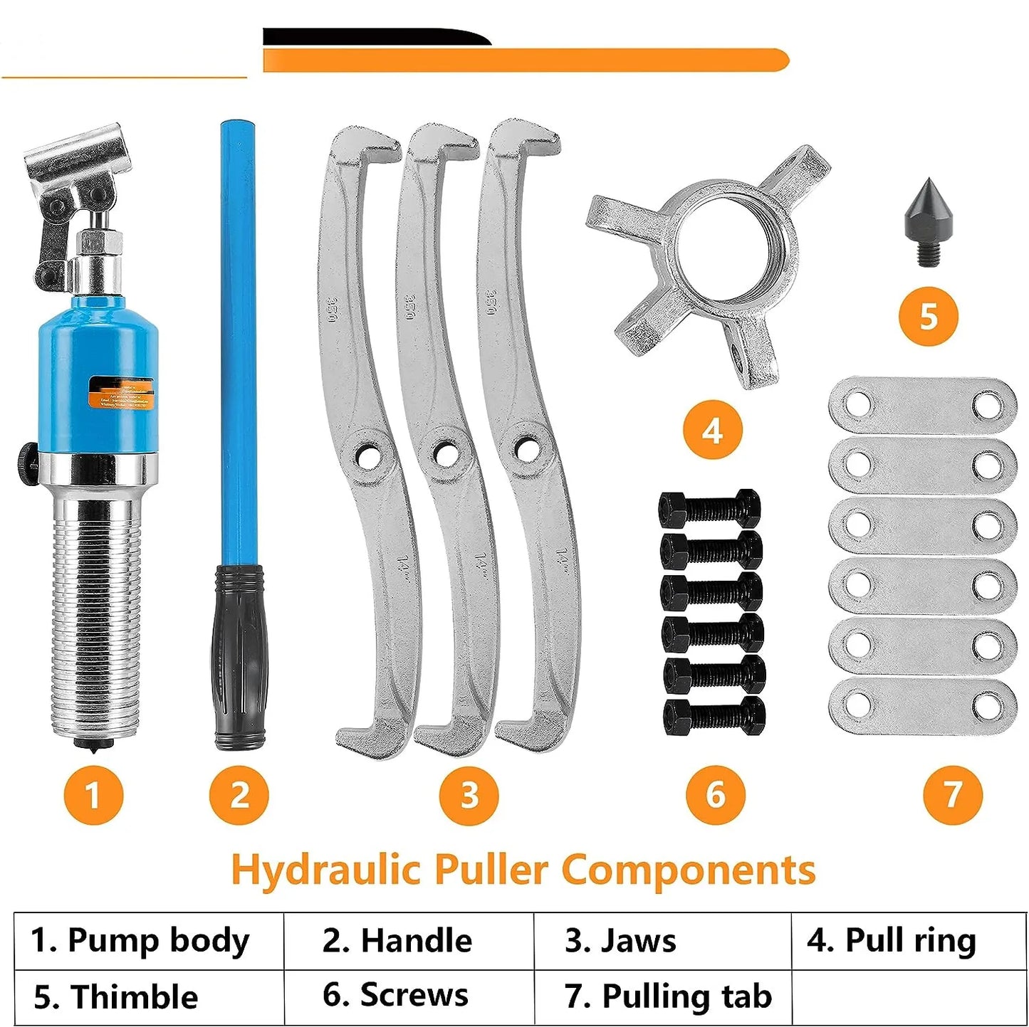 5T Hydraulic Gear Puller Set Wheel Bearing Puller Kit 2/3 Jaws Pulling